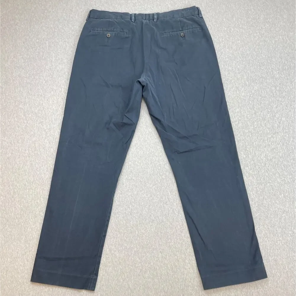 J Crew Pants Mens 34 x 32 Blue 100% Cotton Bowery‎ Flat Front Chino Straight